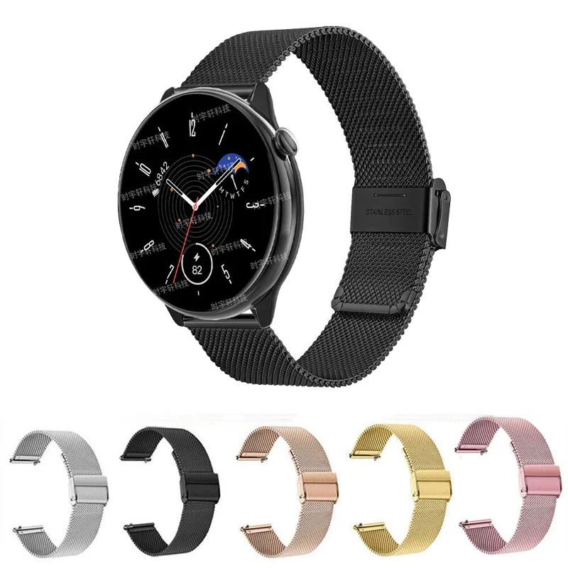 Correa milanesa de 20mm para reloj inteligente Amazfit GTR Mini, pulsera de Metal para Amazfit GTS 4 3 2E 2/Bip U Pro/S Lite, Correa para mujer