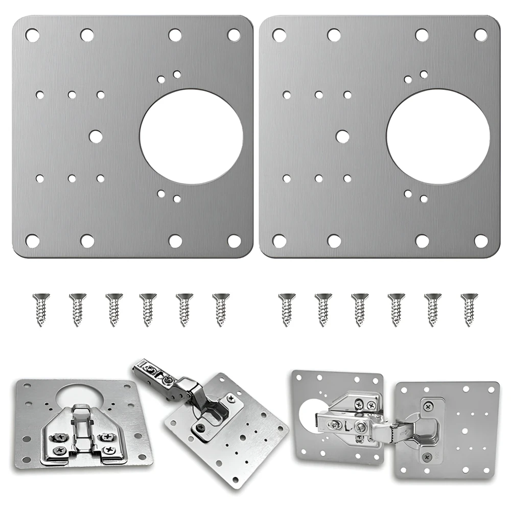 Kit de placa de reparación de bisagra de armario, placa de montaje de bisagra de puerta de armario de cocina con agujeros, soportes de abrazadera de fijación plana, herramientas para el hogar - imagen 2