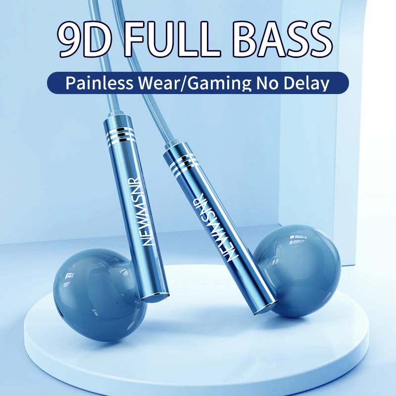 NEWMSNR 9D auriculares estéreo con graves tipo C y auriculares con Control por cable de 3,5mm auriculares intrauditivos para jugadores para auriculares Galaxy micrófono HD