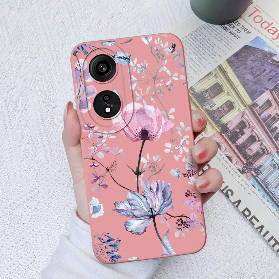 Funda de teléfono para Oppo A58 A78 4G 5G, Funda protectora de silicona suave, fundas bonitas de flores a la moda para Oppo A 58 A 78 Capa Funda - imagen 2
