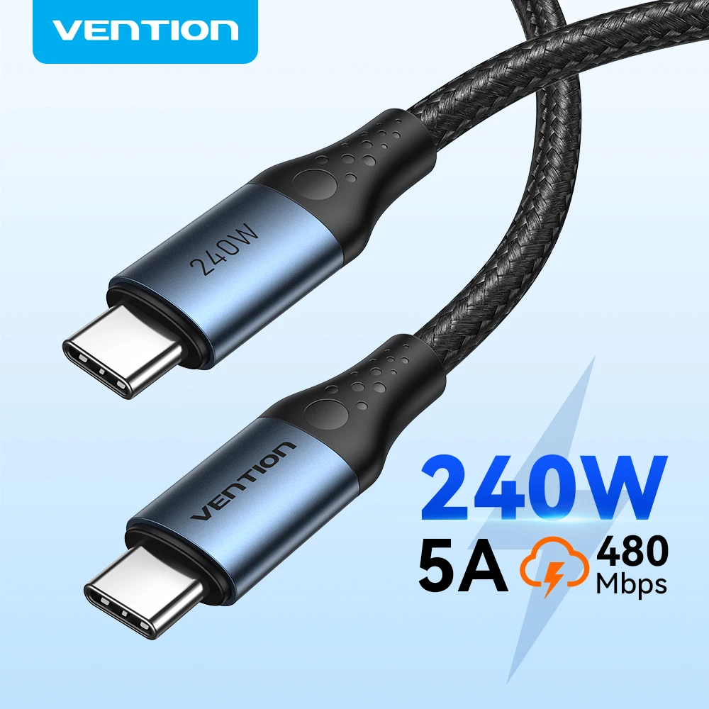 Vention 240W PD3.1 USB tipo C a tipo C Cable 5A 48V Cable C de carga rápida para Samsung Xiaomi iPhone 15 16 Macbook Cable USB para ordenador portátil - imagen 2