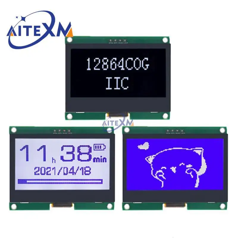 Módulo LCD IIC 12864, placa de pantalla gráfica COG, Panel LCM, 128x64, matriz de puntos, para Arduino, I2C, ST7567S