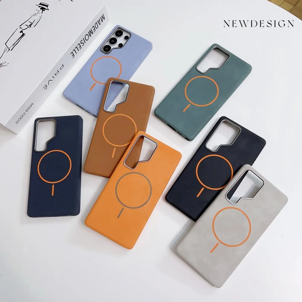 Para Samsung Galaxy S25 S24Ultra funda de cuero PU carga inalámbrica magnética funda protectora trasera para Smasung S25 S24Plus Shell - imagen 5