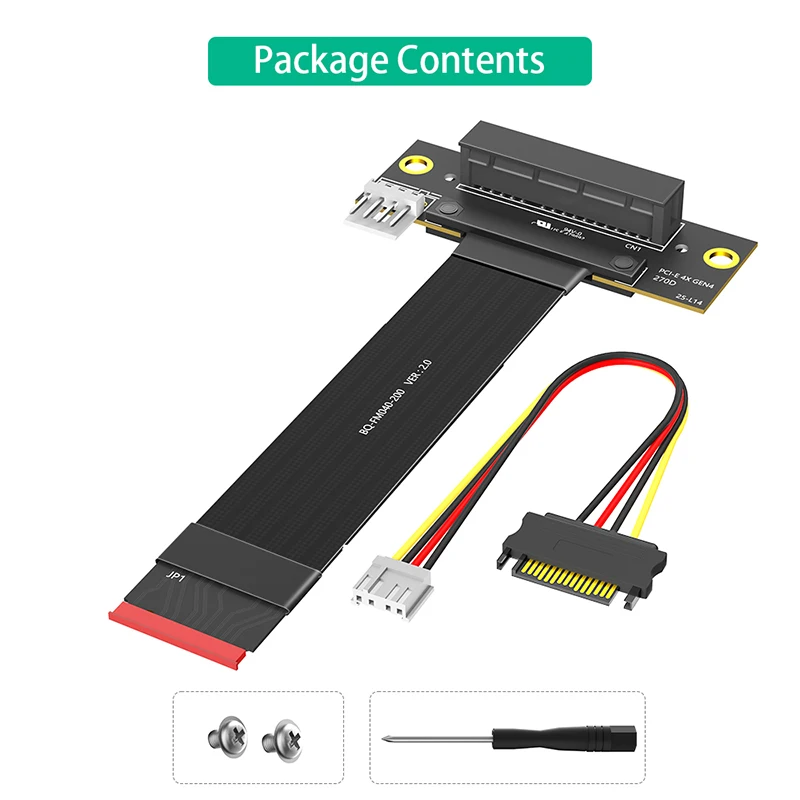 Nuevo Cable elevador PCIE 4,0 X4 PCI Express 4,0 X4 90 grados a M.2 NVME Cable de extensión PCI-E GEN4 20CM extensor de fuente de alimentación de 4 pines - imagen 5