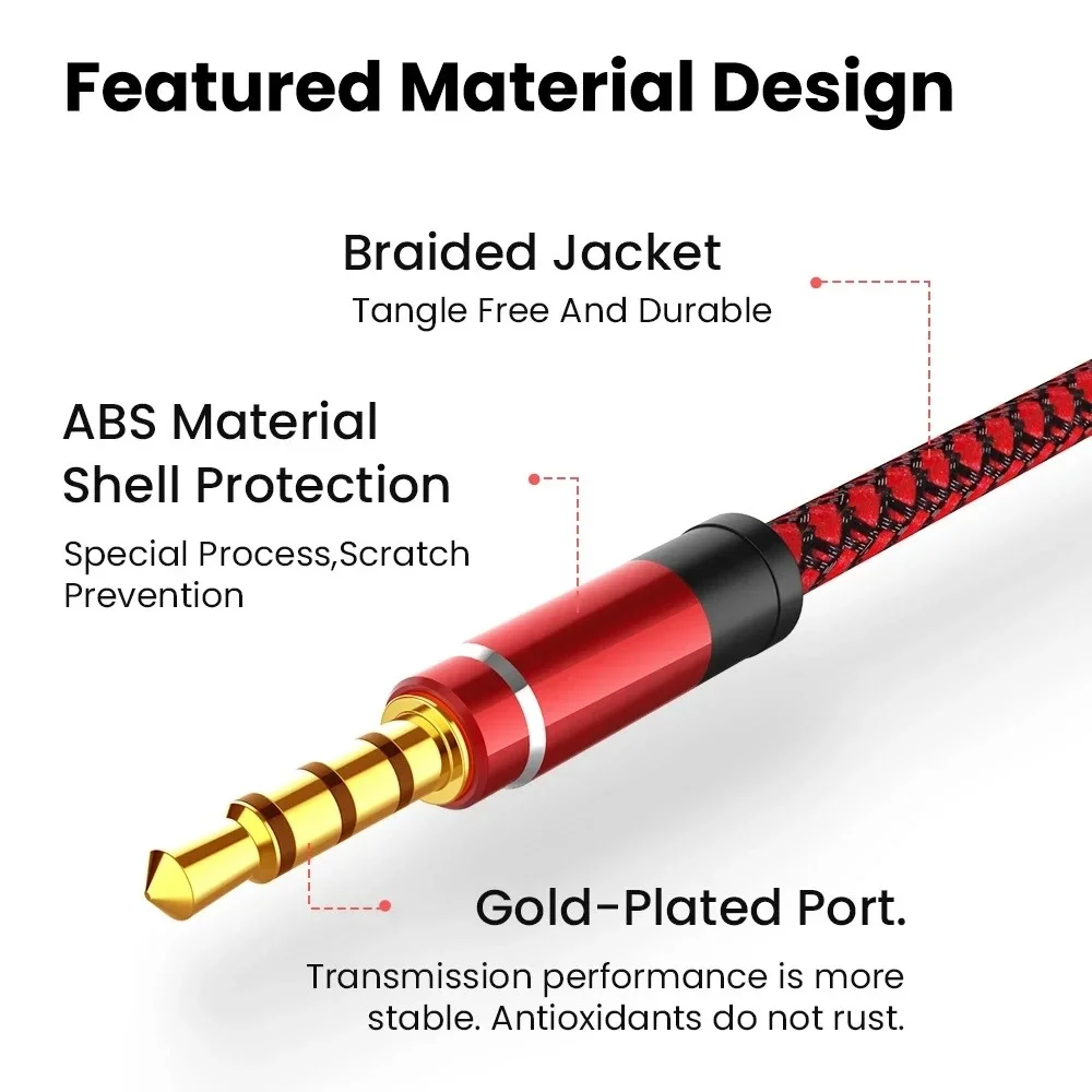 Cable de Audio de extensión Jack de 3,5mm, Cable auxiliar de línea de Cable de 1,5 M para iPhone, Samsung, auriculares de coche, altavoz, conector de Audio Xiaomi - imagen 5