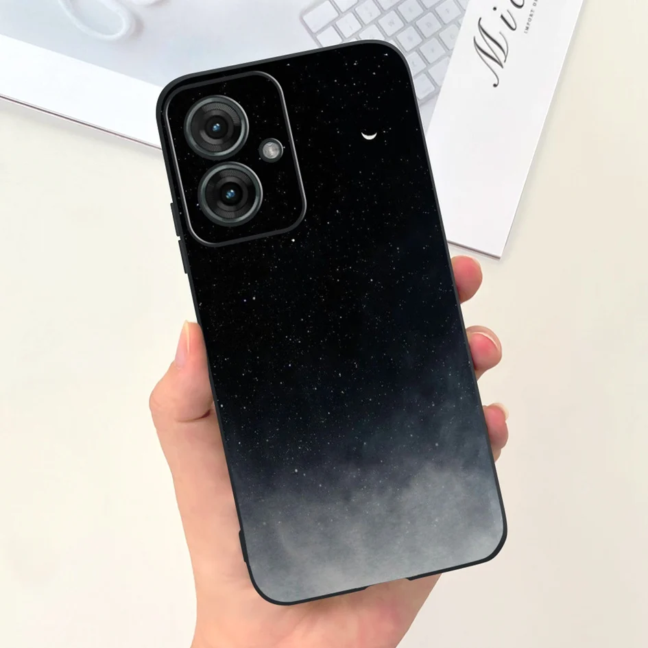 Funda de 6,49 "para Motorola Moto G55, funda Popular para chicas con dibujos de astronauta, fundas de teléfono de silicona negra suave para Moto G55 5G G 55 - imagen 3