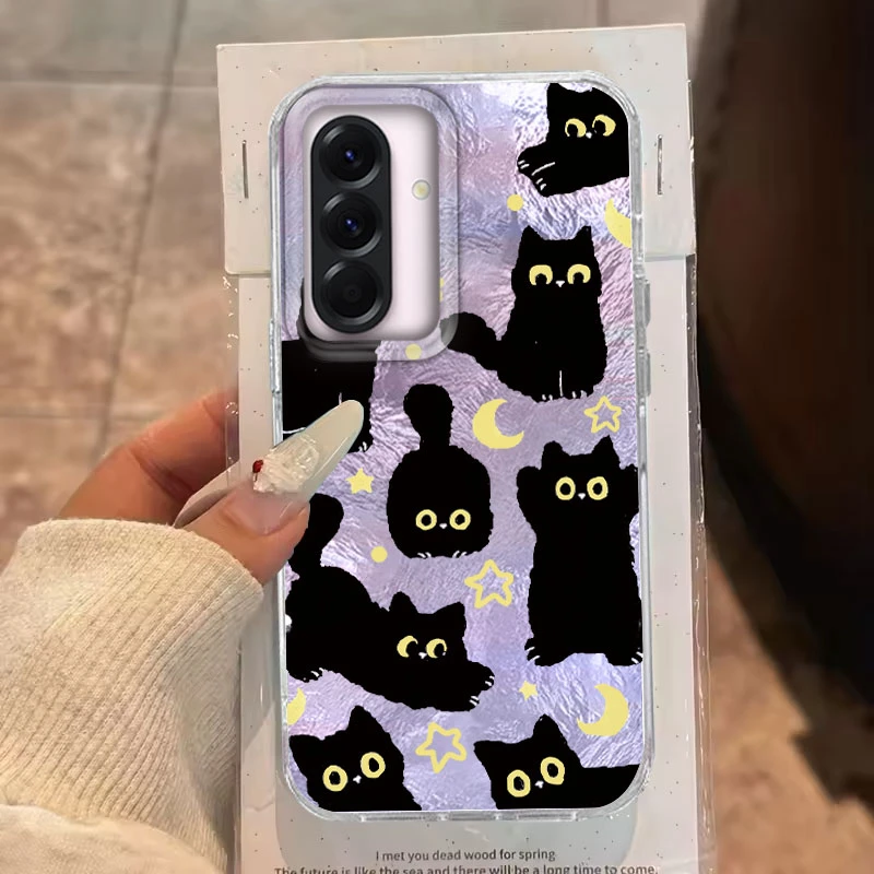 Para Samsung Galaxy A56 A55 A36 A16 A25 A35 A26 S25 S24 Plus Ultra FE 5G funda de teléfono gato dibujos animados gradiente patrón de vórtice TPU cubierta - imagen 5