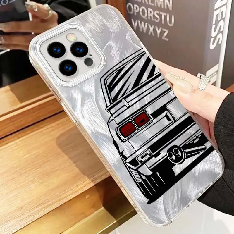 Funda de lujo para luces traseras de coche, funda de teléfono con textura de plumas para Apple iPhone 16 16E 15 14 13 12 11 8 XS X Pro Max - imagen 4