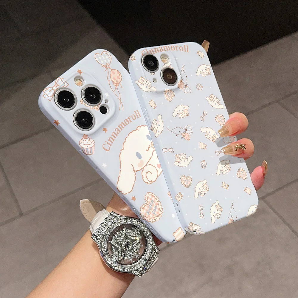 Sanrios-funda de teléfono Cinnamoroll para IPhone, protección de lente brillante, HD, PC, 16, 15, 14, 13, 12, 11 Pro Max, XS, XR, XSMax, 6, 7, 8 Plus - imagen 2