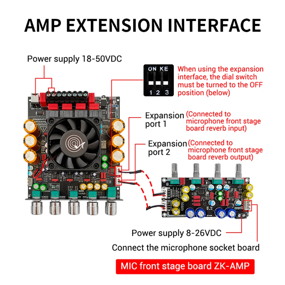 AMPLIFICADOR BT ZK-APTX3 300W + 300W + 600W Cable externo/amplificador de potencia de Audio integrado chip Qualcomm TPA3255 de 2,1 canales DC 18-50V - imagen 5