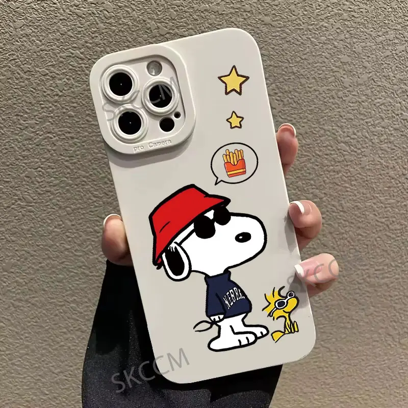 Funda de teléfono con dibujos animados de Snoopy, cubierta bonita a prueba de golpes para iPhone 16, 15, 14, 13, 12, 11 Pro Max, 12, 13 Mini, X, XR, XS MAX, 8, 7