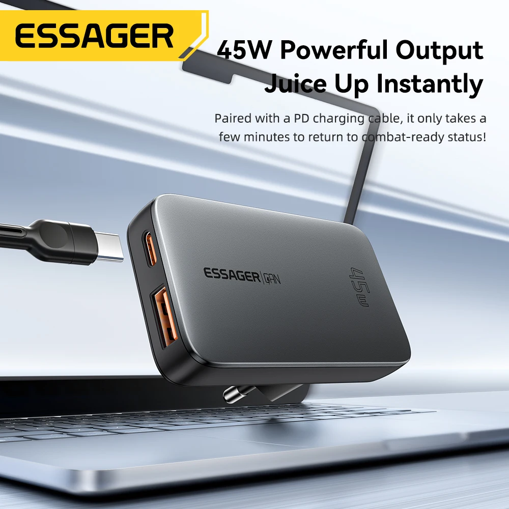 Essager 45W GaN cargador USB tipo C PD3.0 carga rápida para tableta MacBook QC4.0 3,0 cargador de teléfono para iPhone16 15 14 Xiaomi Huawei - imagen 2