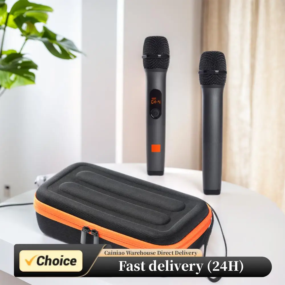 Bolsa de transporte de viaje con micrófono Dual de mano, bolsa de almacenamiento de micrófono portátil impermeable, Estuche De Viaje duro con 2 ranuras para micrófono inalámbrico JBL PartyBox