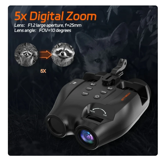 [Genuino] Binoculares de visión nocturna Gtmedia N4 con Zoom 5x 1080p Grabación de vídeo 2000mAh Gafas nocturnas de visión infrarroja recargables - imagen 4