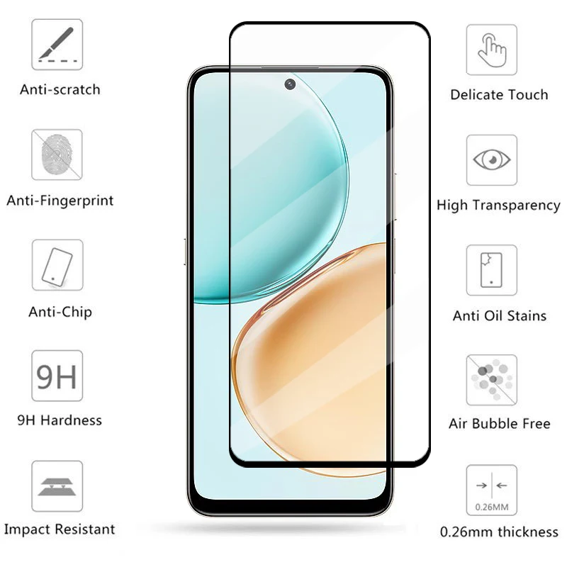 Vidrio de cubierta completa para Huawei Honor X7d vidrio templado Honor X7d Protector de pantalla HD película protectora de lente de teléfono Honor X7d - imagen 3