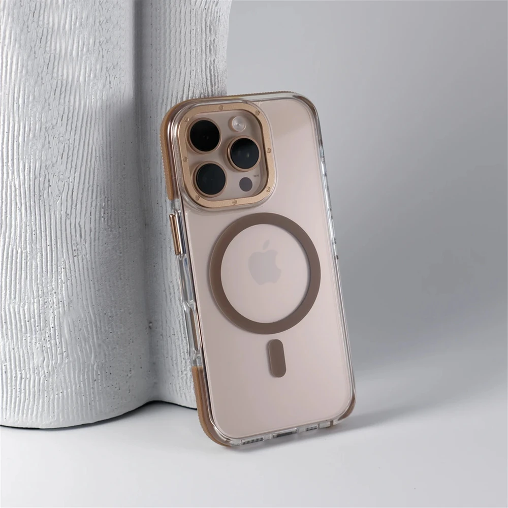 Luxury Transparent Magnetic Bumper Case For iPhone 17 Air 16 Pro Max 15 14 13 12 For Magsafe Wireless Charg Non-Slip Clear Cover - imagen 2