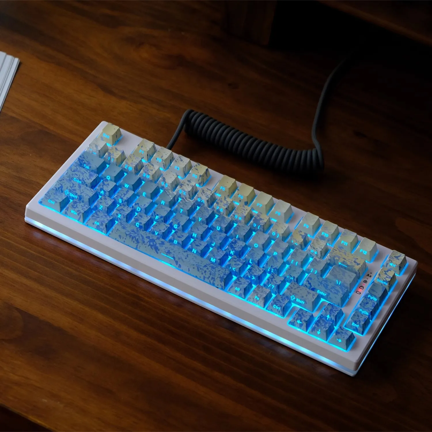 Juego de teclas Gulf Refreshing Breeze, teclas con tinte PBT, sublaterales impresas, retroiluminadas, perfil de cereza, teclado MX Switch, 1 Juego