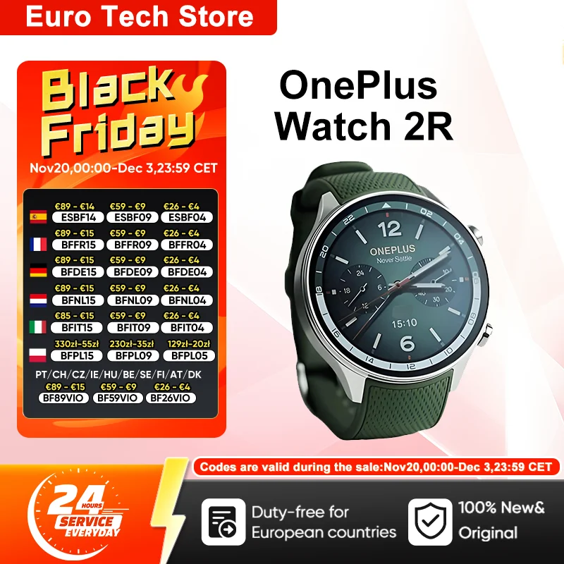2024 Smartwatch OnePlus Reloj 2R Pantalla AMOLED de 1,43'' Snapdragon W5 Gen 1+ ​ BES2700 100H de duración de la batería WiFi Wear OS por Google GPS