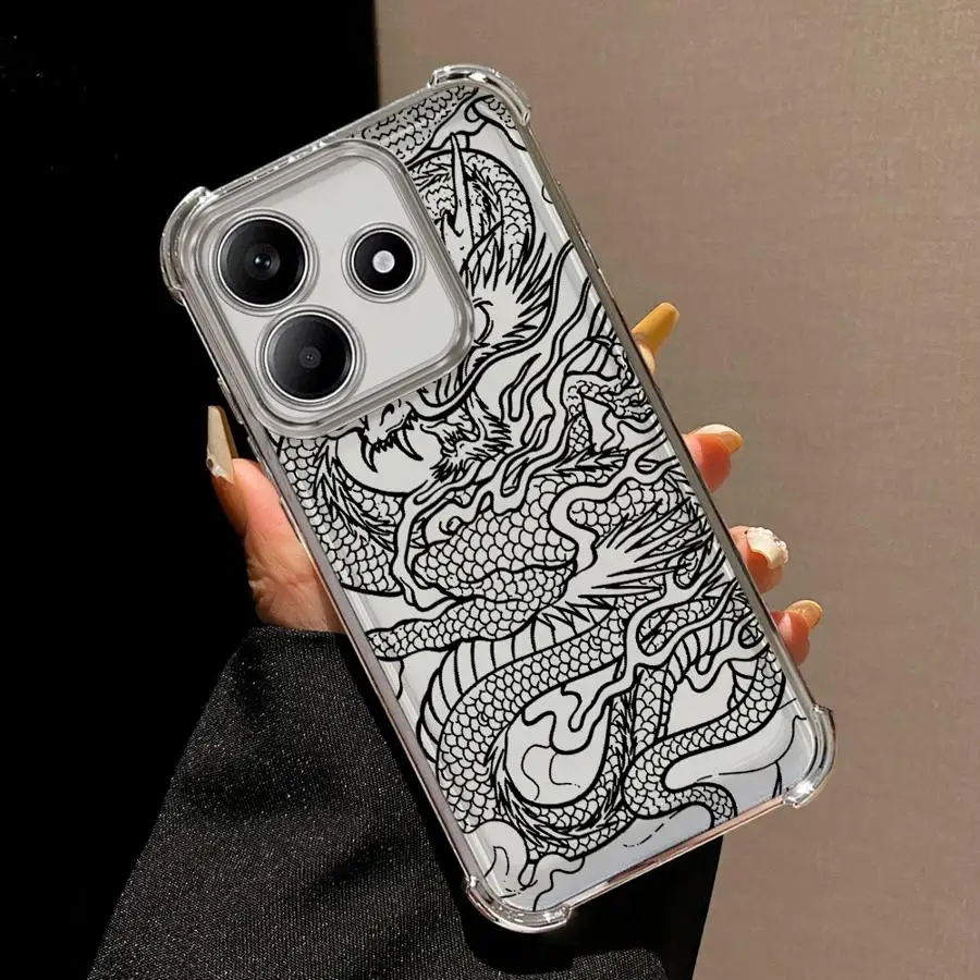 Funda para Xiaomi Redmi A3X K80 5G 13C 14C K80 Pro A5 A3 cubierta transparente Cool Chinese Loong