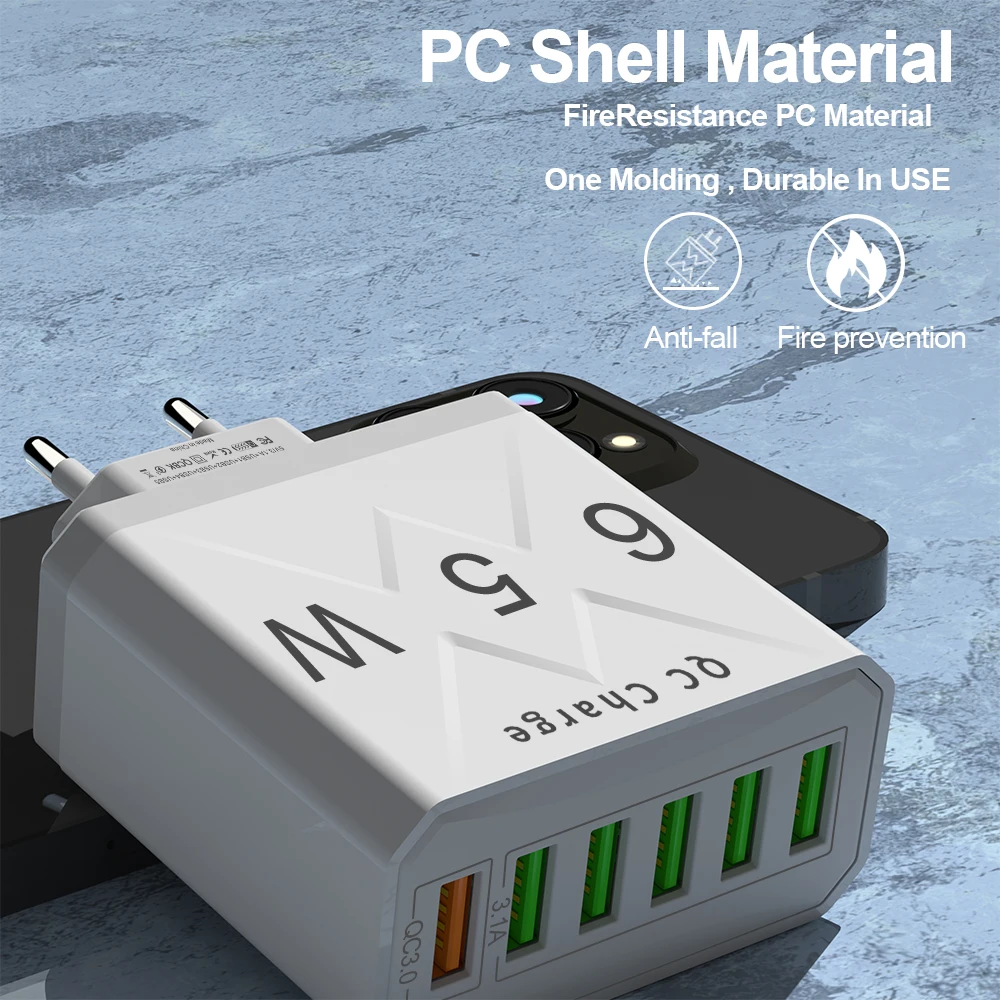 Cargador de teléfono rápido USB 3.1A 6 en 1 Mulit Plug Cargador de viaje para iPhone 13 12 Samsung Xiaomi QC3.0 cargador rápido - imagen 3