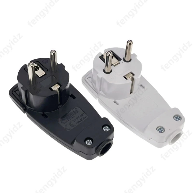 2 uds enchufe plano en ángulo Schuko blanco, enchufe plano Schuko 250 V (16 A), enchufe Schuko, enchufe Schuko plano, enchufe europeo