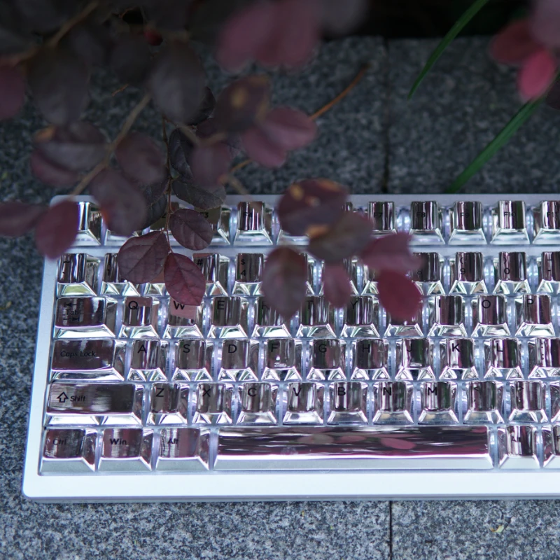 Teclas de Metal plateado, accesorios de teclado mecánico, espejo de perfil de cereza, 104/80%/75%/65%/60%, regalo - imagen 5