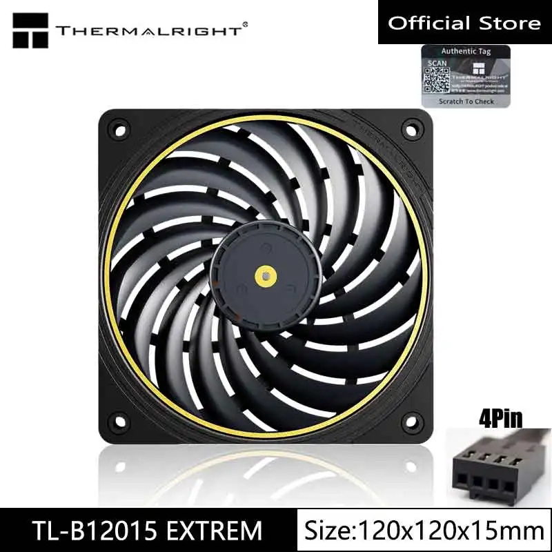 Thermalright TL-B12015 EXTREM ventilador de refrigeración del chasis de 12cm/120x120x15mm/puestos de ventilador LCP/rodamientos de bolas dobles/bajo ruido/marco de PPS