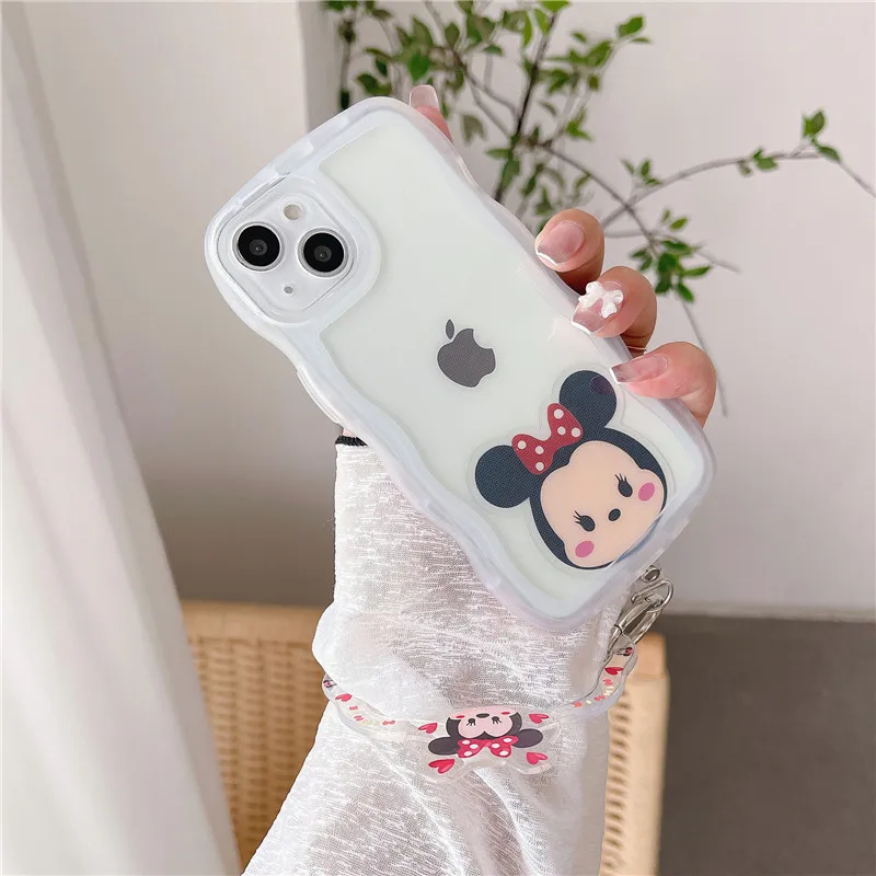 Disney-cordón de silicona para teléfono móvil, pulsera redonda anticaída creativa, funda trasera de Minnie y Mickey, correa de regalo - imagen 5