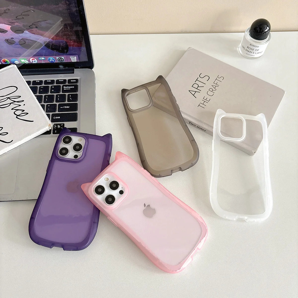 Funda de teléfono transparente con orejas de gato para iPhone 11 15 16 Pro Max 13 14 Plus 12 16promax Funda mate de silicona a prueba de golpes - imagen 3