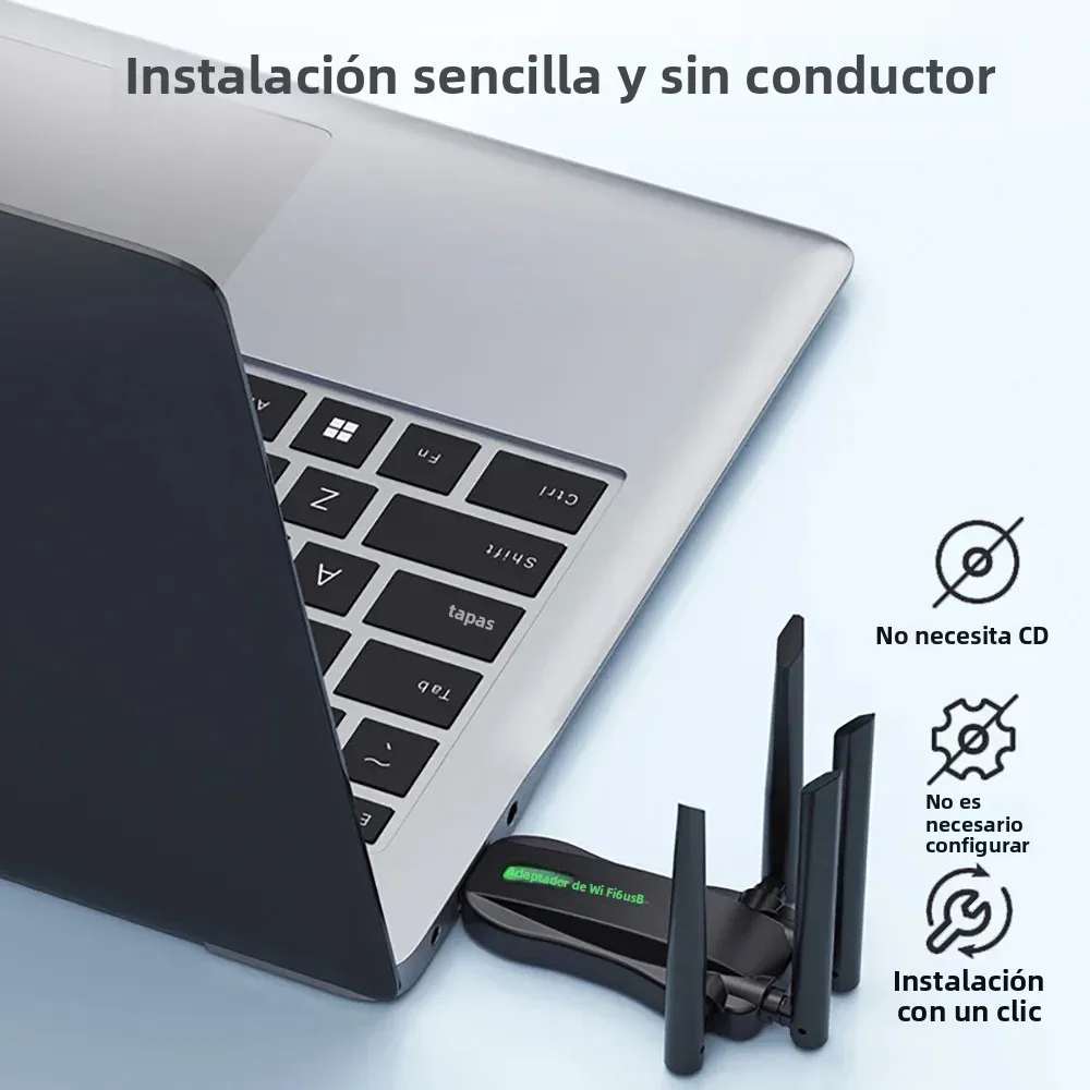 Adaptador USB AX900 WiFi 6, tarjeta de red de doble banda 2,4G 5G, receptor inalámbrico Bluetooth 5,4, controlador de antena de 4 ganancia gratis para Win 10 11 - imagen 5