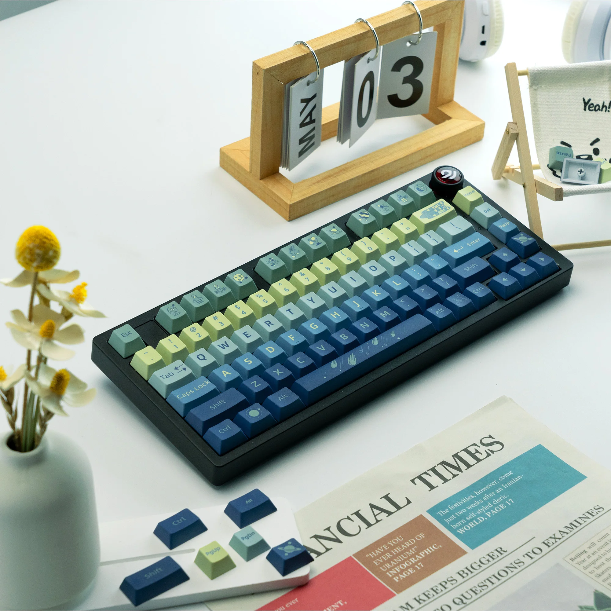 XVX-teclas con tema del espacio exterior, teclas con gradiente azul, perfil de cereza PBT, 134 teclas, teclas de teclado con sublimación de tinte, juego de teclas DIY - imagen 4