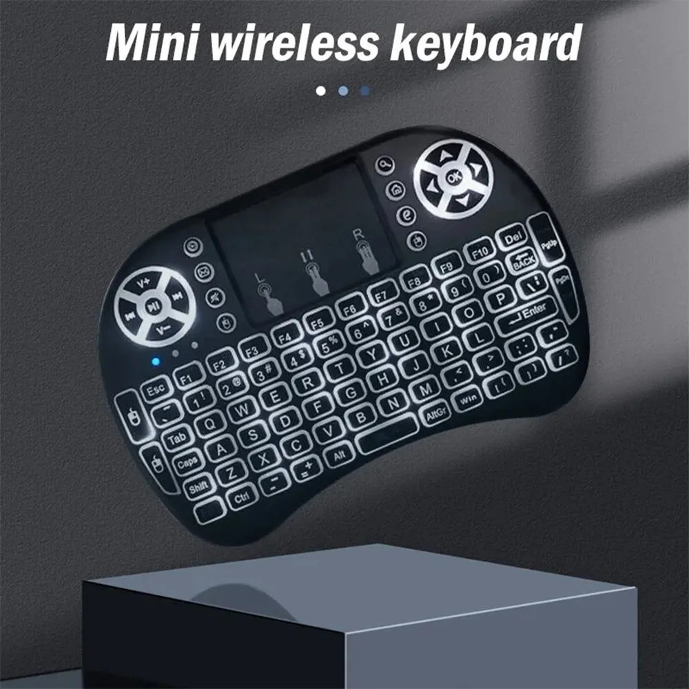 Mini teclado inalámbrico I8, retroiluminado en 7 colores, ruso, francés, español, portugués, árabe, 2,4G, Air Mouse remoto para Android TV Box PC