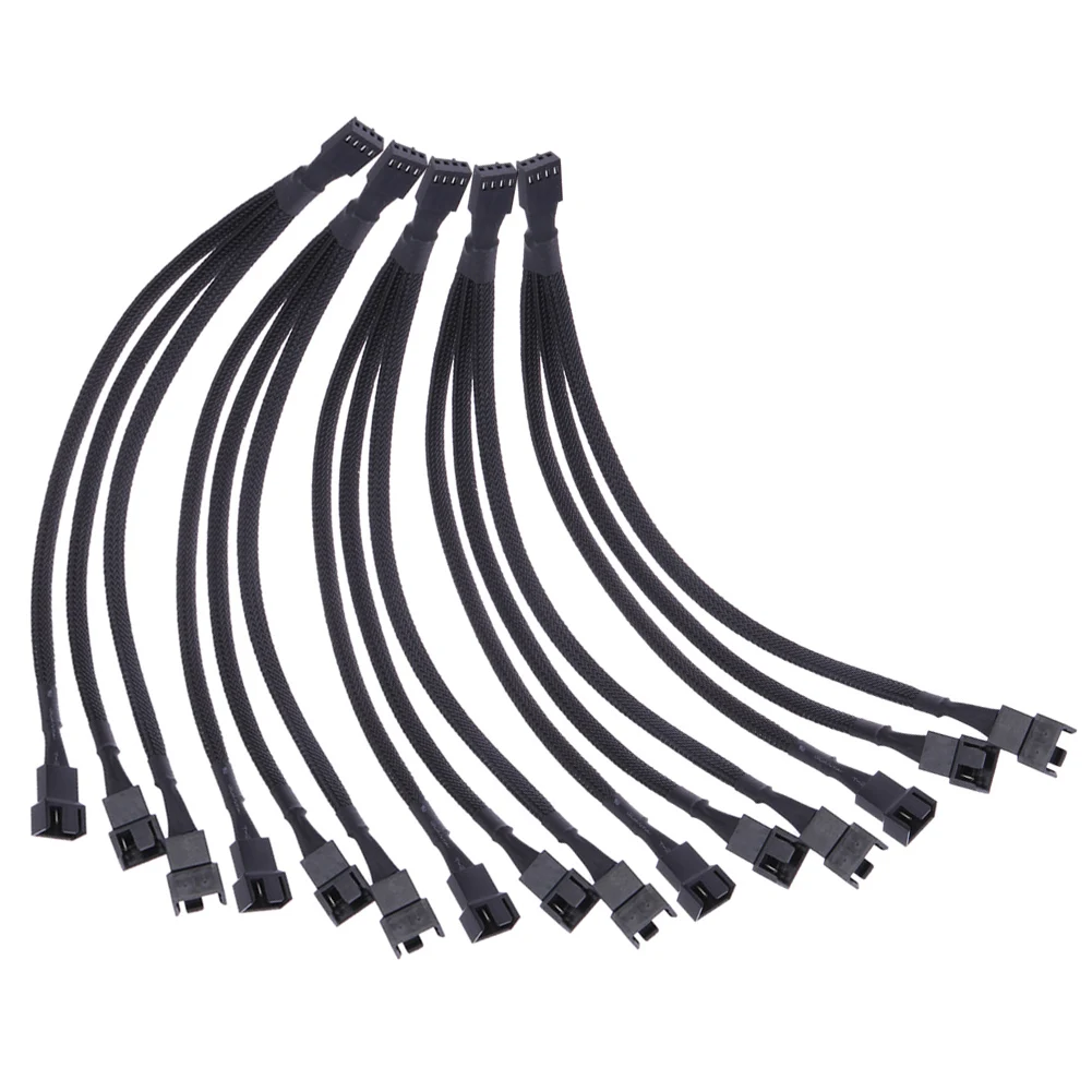 Cable de ventilador PWM de 4 pines divisor de 1 a 3 vías Cable de extensión de manga negra conector de ventilador PMW líneas de Cable cables de computadora - imagen 2