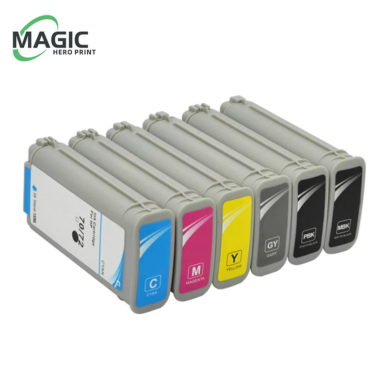 Cartuchos de tinta para impresora HP, recambio de tinta Compatible con Chip, 72, 6 colores, 130ml, para HP72, Designjet, T610, T770, T795, T1100, T1120, T1200, T1300, T2300, novedad - imagen 2