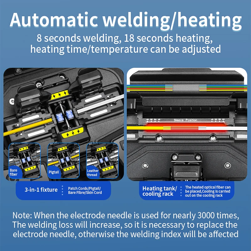 COMPTYCO FS-60E/L-90C empalmador de fusión de fibra óptica pantalla táctil multilingüe SM MM máquina de soldadura de núcleo de fibra incorporada OPM VFL - imagen 5