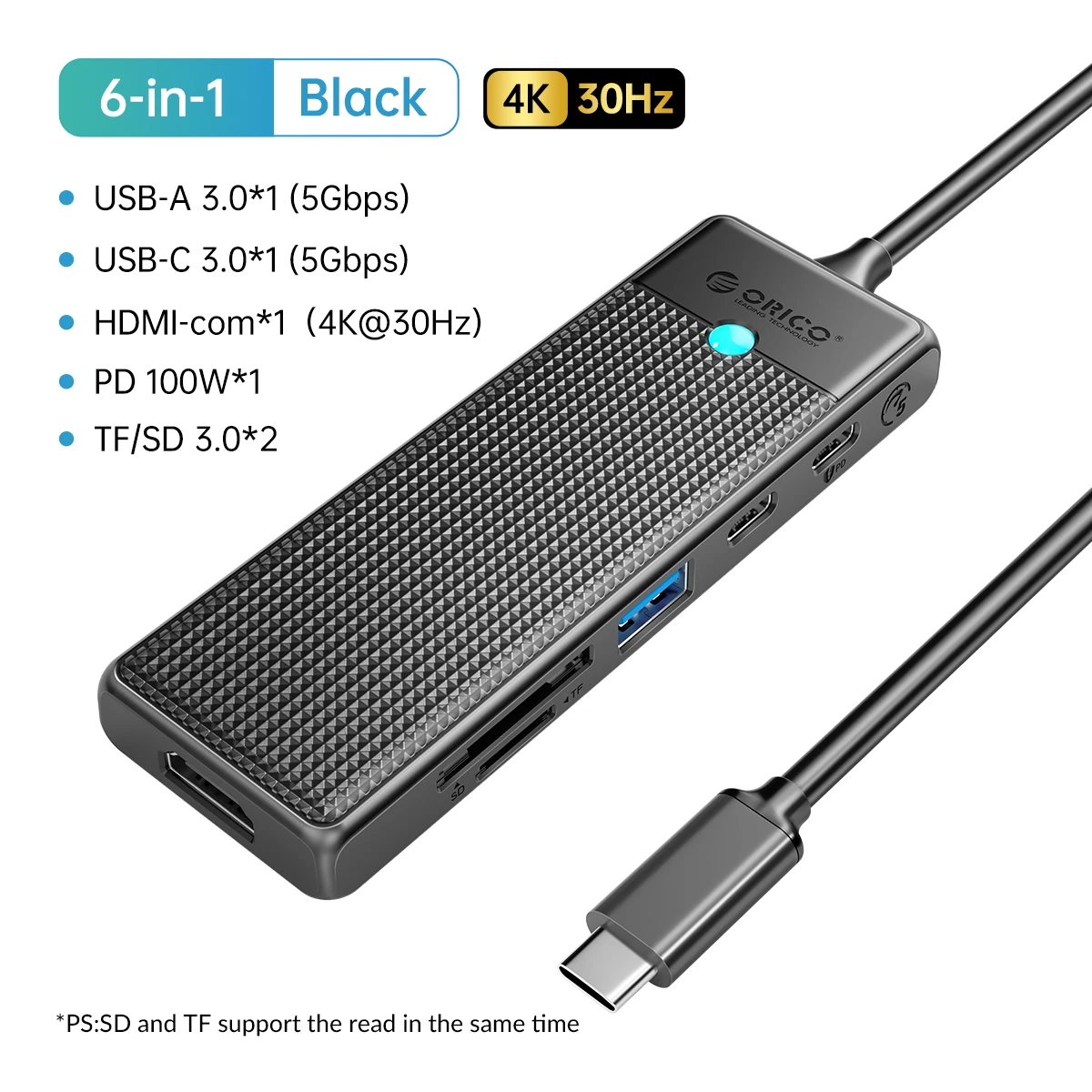 6-IN-1 USB A C SD TF