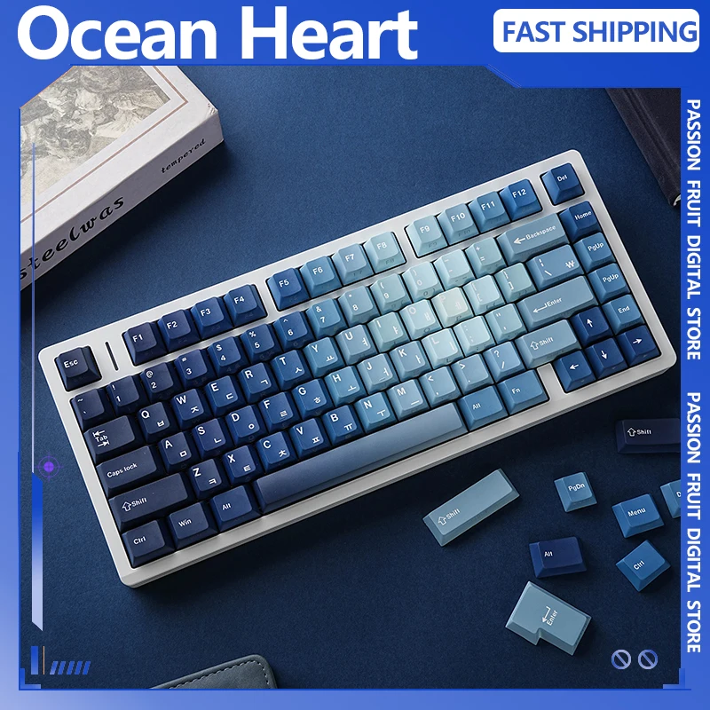 Océano corazón coreano Keycap Cherry 130key francés Azerty ruso español teclado Keycaps PBT MX japonés doble grabado Keycap