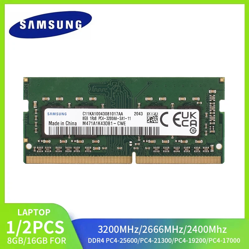 Samsung DDR4 8GB 3200MHz 16GB 2666Mhz 2400MHz 4GB 2133MHz RAM SODIMM memoria para ordenador portátil PC4 2133P 2400T 2666V 3200AA
