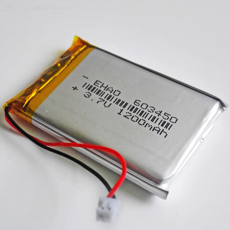 Batería recargable LiPo de polímero de litio de 3,7 V 1200 mAh 603450   + Conector JST de 1,25 mm y 2 pines para libros electrónicos de videojuegos móviles GPS DVD - imagen 2
