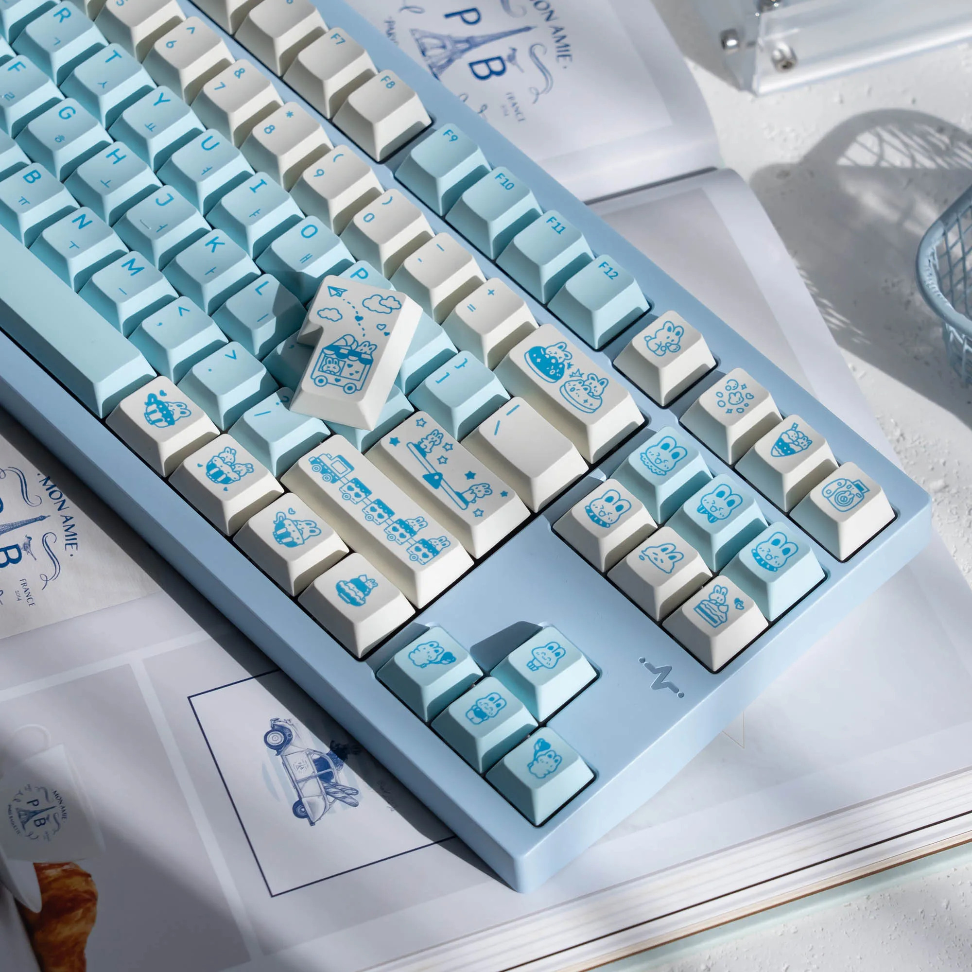 KP Bunny Land Keycap Cherry Profile PBT Dye Subbed keycap o PC para teclado mx 60 87 104 EV63 EZ63 Real67 made68 EZ60 wooting60 - imagen 3