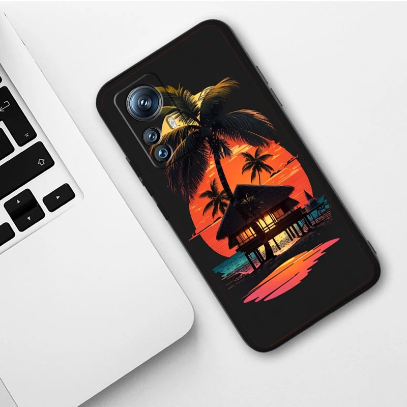 Coconut Tree Sunset Bird Art para Xiaomi Mi 14 13T 13 12T 12 11T 11i 11 10T 10 Pro Lite Ultra 5G, funda de teléfono de TPU negra - imagen 3