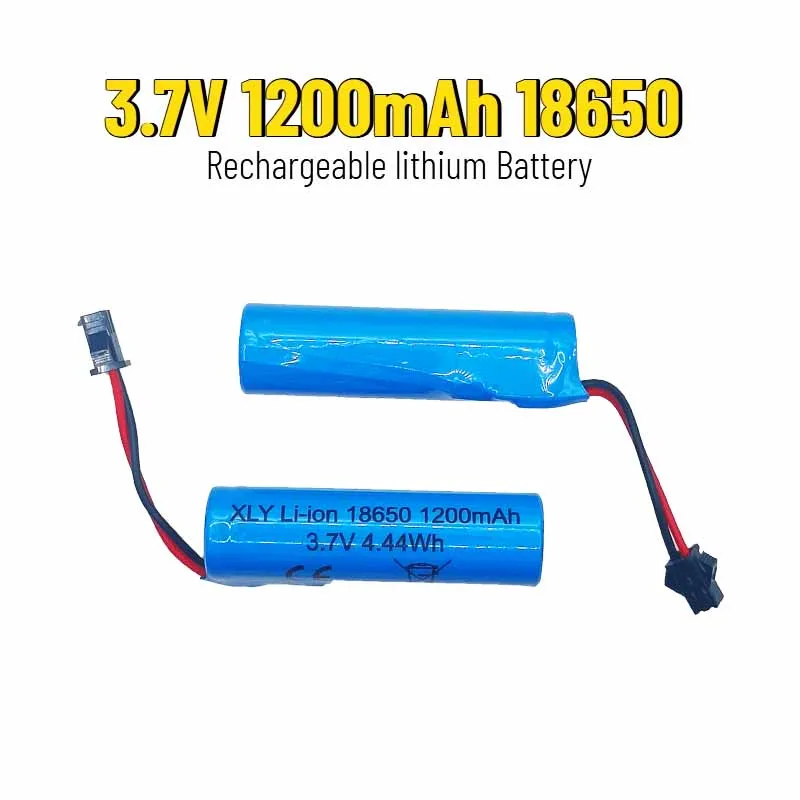 Batería de litio recargable de 3,7 V, 1200mAh, 18650 para coche de escalada de juguete, vehículos todoterreno, vehículos de torsión, coches RC + placa protectora
