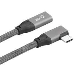 Cable USB-C Macho a Hembra 90°, 100W PD, 10Gbps y HDMI 4K