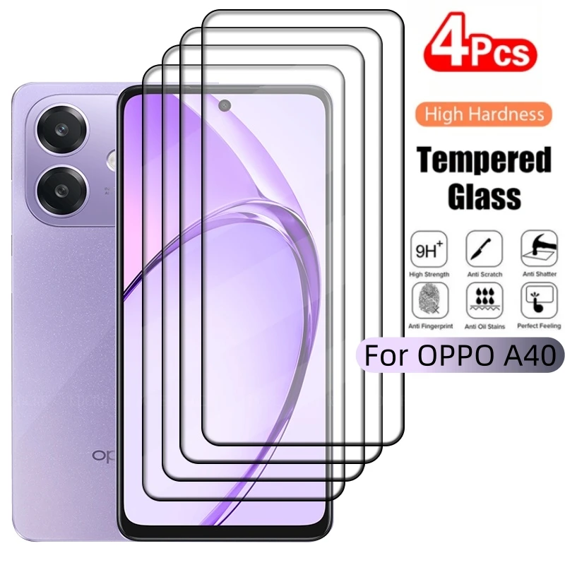 4 Uds para OPPO A40 vidrio OPPO A40 A 40 vidrio templado HD 9H protección de teléfono pegamento de cubierta completa para Protector de pantalla OPPO A40 6,67" - imagen 2