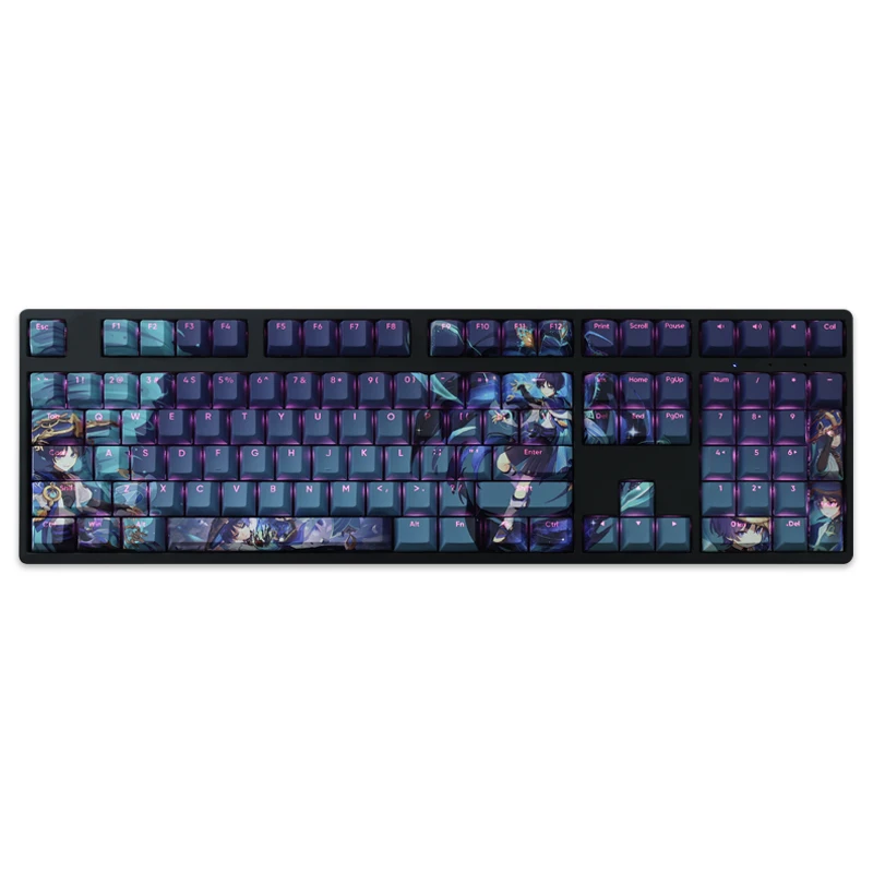 Teclas PBT de 5 lados para Gaming, accesorio con dibujos animados de Anime, perfil de cereza, retroiluminado, para Genshin Impact Wanderer, 108 teclas - imagen 5