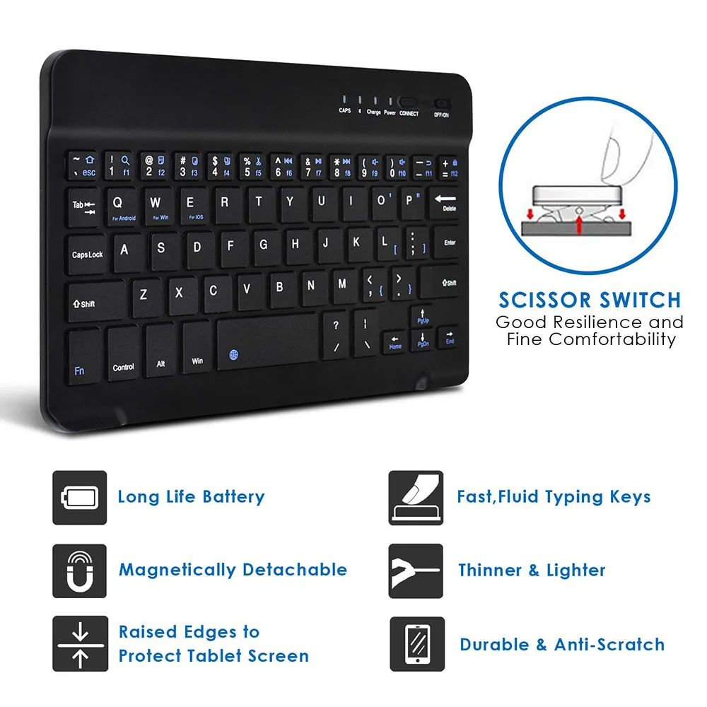 Teclado Bluetooth inalámbrico para tableta, Funda de cuero PU con soporte, OTG, bolígrafo, Pad 7, 8, 9, 10 pulgadas, IOS, Android, Windows - imagen 5