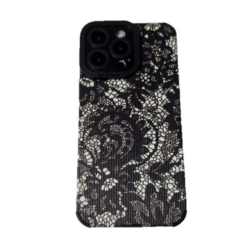 Funda de silicona con tótem de hoja blanca y negra a la moda para iPhone 16 15 14 13 12 11 Pro Max Mini Plus XS XR 16E funda suave a prueba de golpes - imagen 4