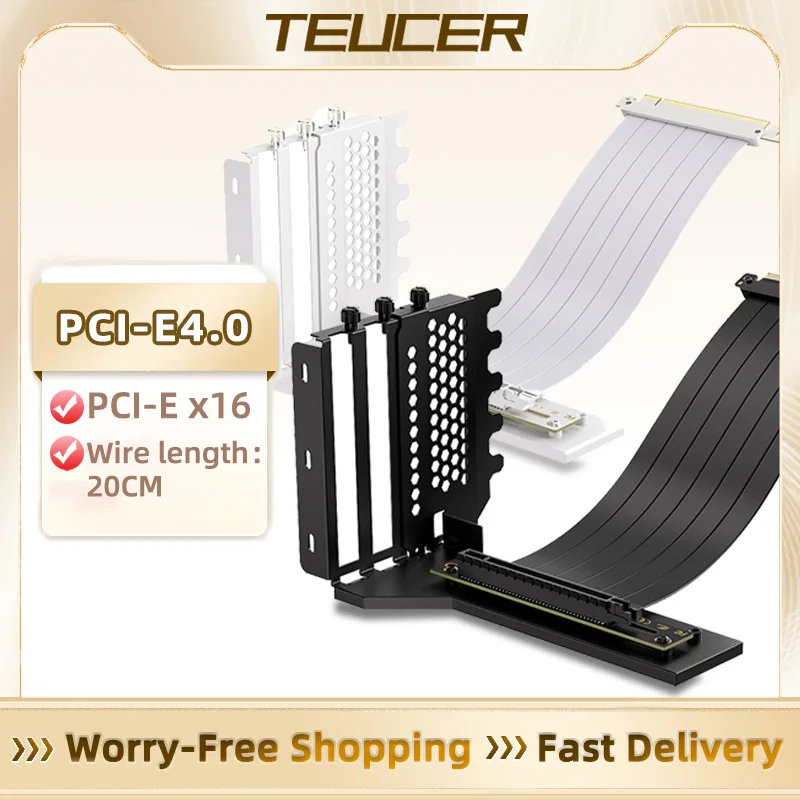 TEUCER L-Z3 PCI-E3.0 tarjeta gráfica soporte de montaje Vertical 200mm PCI-E 4,0x16 soporte de Cable de extensión GPU Kit de soporte de montaje - imagen 2