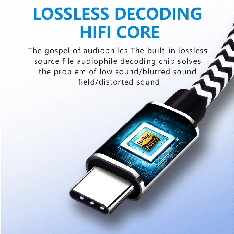 YYTCG-Adaptador USB C a 3,5mm AUX para auriculares, conector Tipo C 3,5 para altavoz de coche, adaptador auxiliar Tipo C, 0,6 M, 1,2 M, 1,8 M - imagen 2