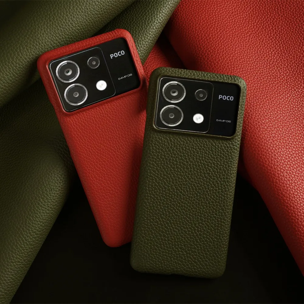 Para POCO X6 Pro Funda de negocios Funda de cuero genuino para Poco F5Pro POCO X7Pro Mi14Pro 13T 12Pro 12T Funda trasera a prueba de golpes - imagen 2